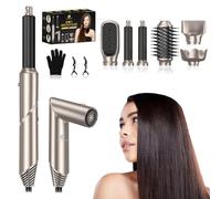 Brosse pour sèche-cheveux Fleau Beauty - Édition PRO - Multistyler - Airstyler - Hairwrap - Brosse à friser - Sèche-cheveux - Coiffeur - Ensemble 6 en 1 (Gris - ensemble 6 en 1)
