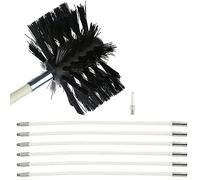 Brosse pour Tuyau De Poêle Cheminée, Kit De Ramonage pour Poêle À Granulés Hérisson Ramonage, avec 9 Tiges en Nylon, 1 Tête De Brosse Et 1 Tige Hexagonale Kit Brosse de Cheminée(6 Rods,610mm)