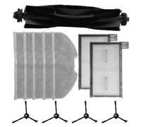 Brosse principale, brosses latérales, kit de chiffon de nettoyage compatible avec X8 Pro SES robot aspirateur accessoires, plastique nylon microfibre construction papier (A)