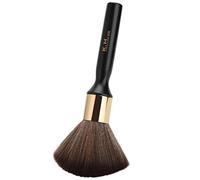 Brosse professionnelle pour le nettoyage du cou, brosse de balayage pour cheveux en salon avec poils doux et manche en bois pour barbiers et coiffeurs, éliminateur de poils du visa (Noire)