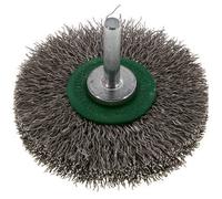 Brosse ronde 70x14 mm Arbre de 6 mm Fil en acier inoxydable 0.3 mm Ondulé