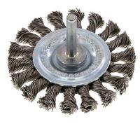 Brosse ronde 75x12 mm Arbre de 6 mm Fil en acier inoxydable 0.5 mm 18xTressé