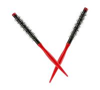 Brosse Ronde à Poils Fins Compacte Rouge en Bois et Nylon, 2 Pièces