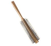 Brosse Ronde à Rouleau en Plastique Doré, Dents Nylon | Points Lisses et Arrondis, Douce Cuir Chevelu, Compacte 20,5x3x3cm, Voyage et Coiffage