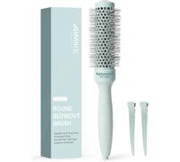 Brosse Ronde Brushing 33mm Pour Cheveux Courts Et Frange, Brosse Cheveux Brushing Professionnel Avec Poils Nylon Bi-Forme Et Manche Antidérapant, Séchage Rapide, Lisse Et Volume