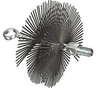 Brosse ronde en acier, poils plats avec crochet et pivot fileté pour tuyaux de poêle et de nettoyage, conduits de cheminée (Ø 25 cm)