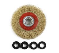 Brosse ronde en fil d'acier plaqué laiton de 125 mm pour meuleuse d'établi, diamètre du fil de 0,3 mm, épaisseur de 25 mm, compatible avec les outils portables pour ébavurer et polir