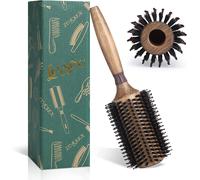 Brosse ronde pour démêler, lisser et sécher, poils de sanglier Brosse à cheveux ronde avec poils en nylon pour coiffer les boucles (Intérieur 40mm/ extérieur 70mm)