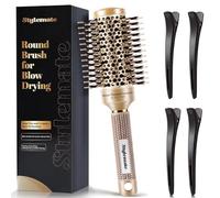 Brosse ronde pour soufflage, nano thermique céramique et technologie ionique, brosse à cheveux ronde avec poils de sanglier et épingles en nylon, brosse à rouleau pour le brushing et le coiffage, 4