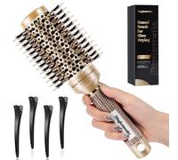 Brosse ronde pour soufflage, nano thermique céramique et technologie ionique, brosse à cheveux ronde avec poils de sanglier et épingles en nylon, brosse à rouleau pour le brushing et le coiffage, 4