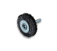 Brosse rotative circulaire métallique sur tige Ø 38 mm | Fil acier dur Ø 0,30 mm | Epaisseur 12 mm | 2 rangs | Pour perceuse ou visseuse à mandrin | Kibros 2638AT12