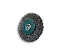 Brosse rotative circulaire métallique sur tige Ø 75 mm | Fil inox souple Ø 0,20 mm | Epaisseur 12 mm | 2 rangs | Pour perceuse ou visseuse à mandrin | Kibros 2675IV12