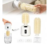 Brosse Rotative Électrique Avec Base D'aspiration, Laveuse Rechargeable | Lave-bouteille mains libres avec têtes de brosse remplaçables, for tasses et gobelets