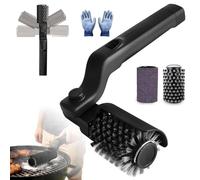 Brosse rotative électrique for barbecue,nettoyeur barbecue sans fil avec 2 têtes nettoyage,tête brosse en acier inoxydable,contrôle puissance à 3 vitesses et batterie 2600mAh,autonomie de 90 minutes