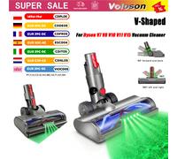 Brosse rotative en V avec éclairage LED, tête de sol à poils doubles pour aspirateur Dyson V7 V8 V10 V11 V15 Slim, démontable lavable anti-enchevêtrement, adaptée parquet marbre carrelage et tapis fin