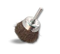 Brosse rotative métallique coupe Ø 50 mm | Sur tige Ø 6 mm | Fil inox Ø 0,20 mm souple | Pour perceuse ou visseuse à mandrin | Kibros 2550IV