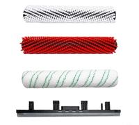Brosse rouleau et bande racleuse pour Karcher BR 30/4C - 300 mm - Pour carrelage, pierre, ciment et sols en terre cuite - Microfibre rouge et blanche (D)