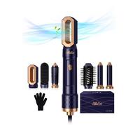 Brosse sèche-cheveux 6 en 1, sèche-cheveux ionique avec brosse massante à air chaud, brosse sèche-cheveux ronde, fer à lisser