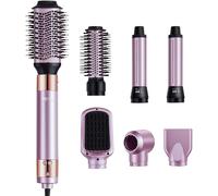 Brosse Sèche-Cheveux 6 En 1 Styler Multifonction Professionnel Ionique Avec 2 Bigoudis À Enroulement Automatique, 3 Brosses, 2 Buses, 4 Températures 3 Vitesses Réglables, Pour Tous[Sal1377]