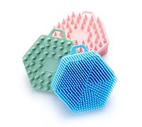 Brosse sensorielle pour enfants ou autisme, épurateur corporel en silicone souple, brosse de douche pour animaux de compagnie, brosses de bain, brosse à shampoing (3 pièces (hexagone))