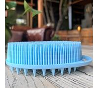 Brosse sensorielle pour enfants ou autisme, épurateur corporel en silicone souple, brosse de douche pour animaux de compagnie, brosses de bain, brosse à shampoing (à suspendre-à pointes-bleu)