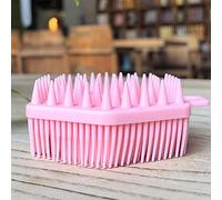 Brosse sensorielle pour enfants ou autisme, épurateur corporel en silicone souple, brosse de douche pour animaux de compagnie, brosses de bain, brosse à shampoing (hexagone-rose)