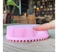 Brosse sensorielle pour enfants ou autisme, épurateur corporel en silicone souple, brosse de douche pour animaux de compagnie, brosses de bain, brosse à shampoing (grand ovale-rose)