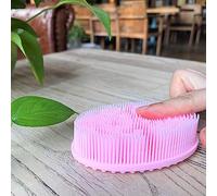 Brosse sensorielle pour enfants ou autisme, épurateur corporel en silicone souple, brosse de douche pour animaux de compagnie, brosses de bain, brosse à shampoing (ovale-rose)