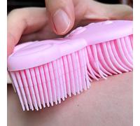 Brosse sensorielle pour enfants ou autisme, épurateur corporel en silicone souple, brosse de douche pour animaux de compagnie, brosses de bain, brosse à shampoing (ours-rose)