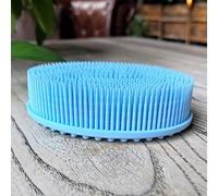 Brosse sensorielle pour enfants ou autisme, épurateur corporel en silicone souple, brosse de douche pour animaux de compagnie, brosses de bain, brosse à shampoing (grand ovale-bleu)