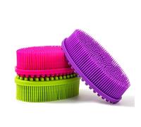 Brosse sensorielle pour enfants ou autisme, épurateur corporel en silicone souple, brosse de douche pour animaux de compagnie, brosses de bain, brosse à shampoing (3 pièces (ovale))