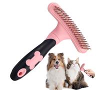 Brosse Slicker - Brosse à pellicules double rangée emballée avec picots en acier inoxydable - Outil d'entretien - Râteau de toilettage pour animaux de compagnie à poils moyens à longs - Demating Com