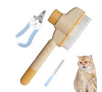 Brosse Slicker pour chats | Peigne pour réduire la mutra des chiots | Brosse ergonomique antidérapante avec bouton décrochage pour salle de bain et voyage chiots et chatons