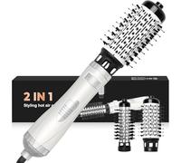 Brosse Soufflante 2 en 1 Brosse Chauffante Brushing Brosse Cheveux Brushing Professionnel rotative à 360° pour cheveux secs, bouclés, lissés, brosse coiffante électrique à ions négatifs