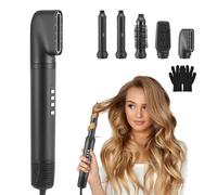 Brosse Soufflante 5-en-1, 1300W, Moteur Sans Balais, 110000 tr/min, Sèche-Cheveux Ionique avec 2 Brosses à Boucler 32mm, Peigne Lissant