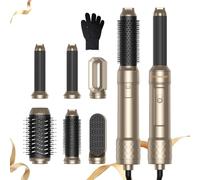 Brosse Soufflante 6 en 1 Atopskins Air Styler Set, Seche Cheveux Brosse Chauffante Brushing et 1000W SèChe-Cheveux, Boucleur a Air, Brosse Lissante Chauffante,Thermal Brush, Brosse Coiffante, Doré