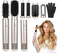 Brosse Soufflante 6 En 1, Brosse À Air Chaud 1200 W, Air Styler Avec 6 Accessoires Pour Sécher, Lisser, Coiffer, Volume, Bigoudi, Peigne À Lisser, Fer À Friser Pour Tous Types De Cheveux