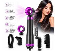 Brosse Soufflante 6 en 1, Sèche-Cheveux et Brosse Coiffante, 6 Embouts, 3 Températures, Air Froid, Lissage, Boucles et Volume