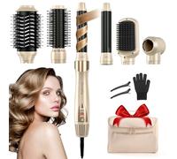 Brosse Soufflante 6 en1 Air Styler, 11 000 tr/min Céramique Enduit Airbrush Brosse Coiffante Chauffante Ions Négatifs pour Seche Cheveux, Lisser, Ondulé, Volumisante, Avec Sac de Voyage