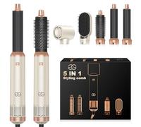 Brosse Soufflante avec 5 accessoires, Golden Goods Multistyler Sèche-cheveux, Airstyler 5-en-1, pour sécher, Brosse Coiffante Chauffante, Pour Lisser, Boucler, Sandstone Edition