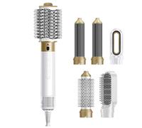 Brosse soufflante INN® 6 en 1 2 boucleurs auto wrap brosse plate brosse ovale concentrateur diffuseur sans dommagethermique blanc