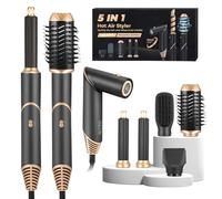 Brosse Soufflante Rotative, Seche Cheveux 5 en 1 Brosses Électriques et Soufflantes, Air Styler Brushing, Brosse Lissante, 2 Fer Friser Air Auto, pour Sécher Boucler Lisser Donner du Volume et Coiffer