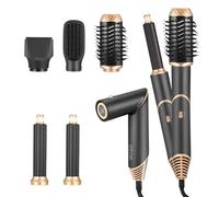 Brosse Soufflante Thermique 6-en-1 Sèche-cheveux Professionnel | Boucleurs Auto-Wrap + Brushing Lisseur | 5 Accessoires Inclus pour Volume, Boucles, Séchage Rapide Sans Dommages