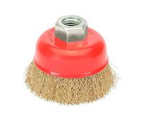 Brosse tasse avec fil d'acier laiton filetage M14, Ø 100 mm, fil de 0,30 mm.