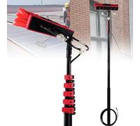 Brosse télescopique avec raccord d'eau, raclette à vitres avec Tige télescopique, kit de Nettoyage de véranda avec Nettoyeur photovoltaïque, Tige télescopique pour fenêtre, Toit de terrasse,