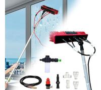 Brosse télescopique extensible de nettoyage de fenêtre | Poteau d'alimentation en eau de 3 m à 13,6 m avec distributeur de savon | Nettoyant en aluminium pour panneaux solaires | Brosse de 35 cm