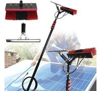 Brosse TéLescopique Extensible Nettoyage Des Vitres, Manche en Aluminium Alimenté Eau 35 Cm, IdéAle pour les Panneaux Solaires et les FenêTres Hautes, Nettoyant ExtéRieur Efficace(24FT/7.2M)