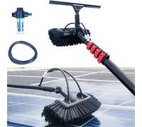 Brosse télescopique, Nettoyeur de vitres télescopique - Brosse hydronettoyante alimentée en eau avec raclette et distributeur savon(9M)