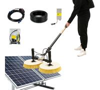 Brosse télescopique portative alimentée en Eau,avec Conduite d'eau et Double tête de Brosse,for Nettoyer Le Toit de la véranda des Panneaux photovoltaïques et solaires(3.5m)