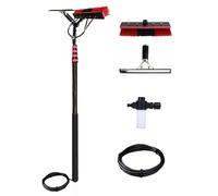 Brosse télescopique pour vitres | Manche Extensible de 3,6 à 6 m | Nettoyeur d'aluminium alimenté par Eau pour Panneaux solaires | Raclette et Distributeur de Savon de 35 cm | Outil Efficace